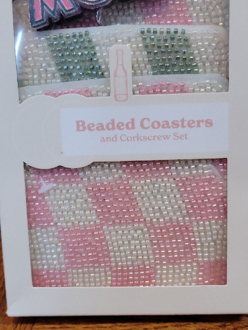 Beaded Coasters & Corkscrew Set New In Packaging - Picture 4 of 6